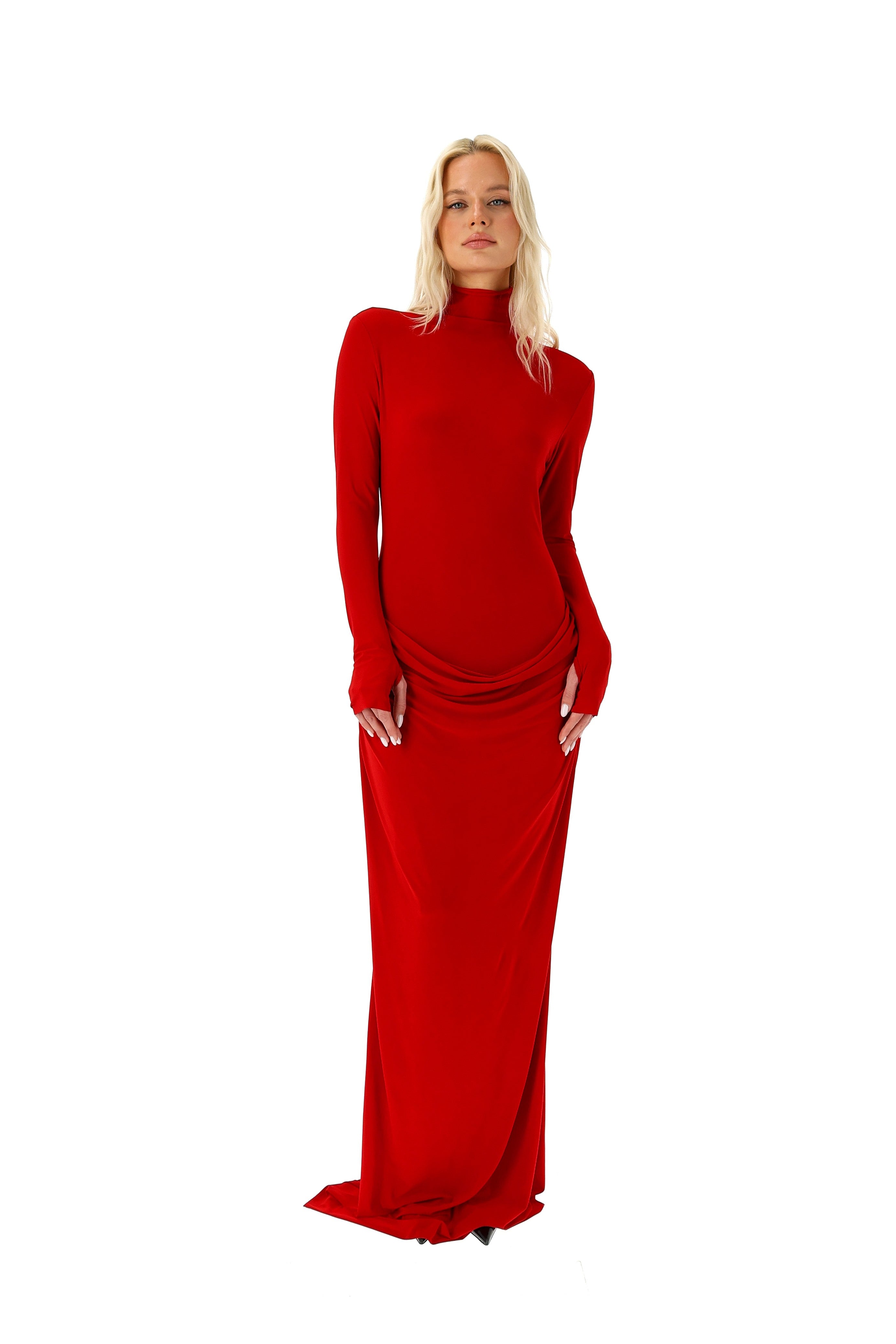 MAXI RAUDONA SUKNELĖ CHIC