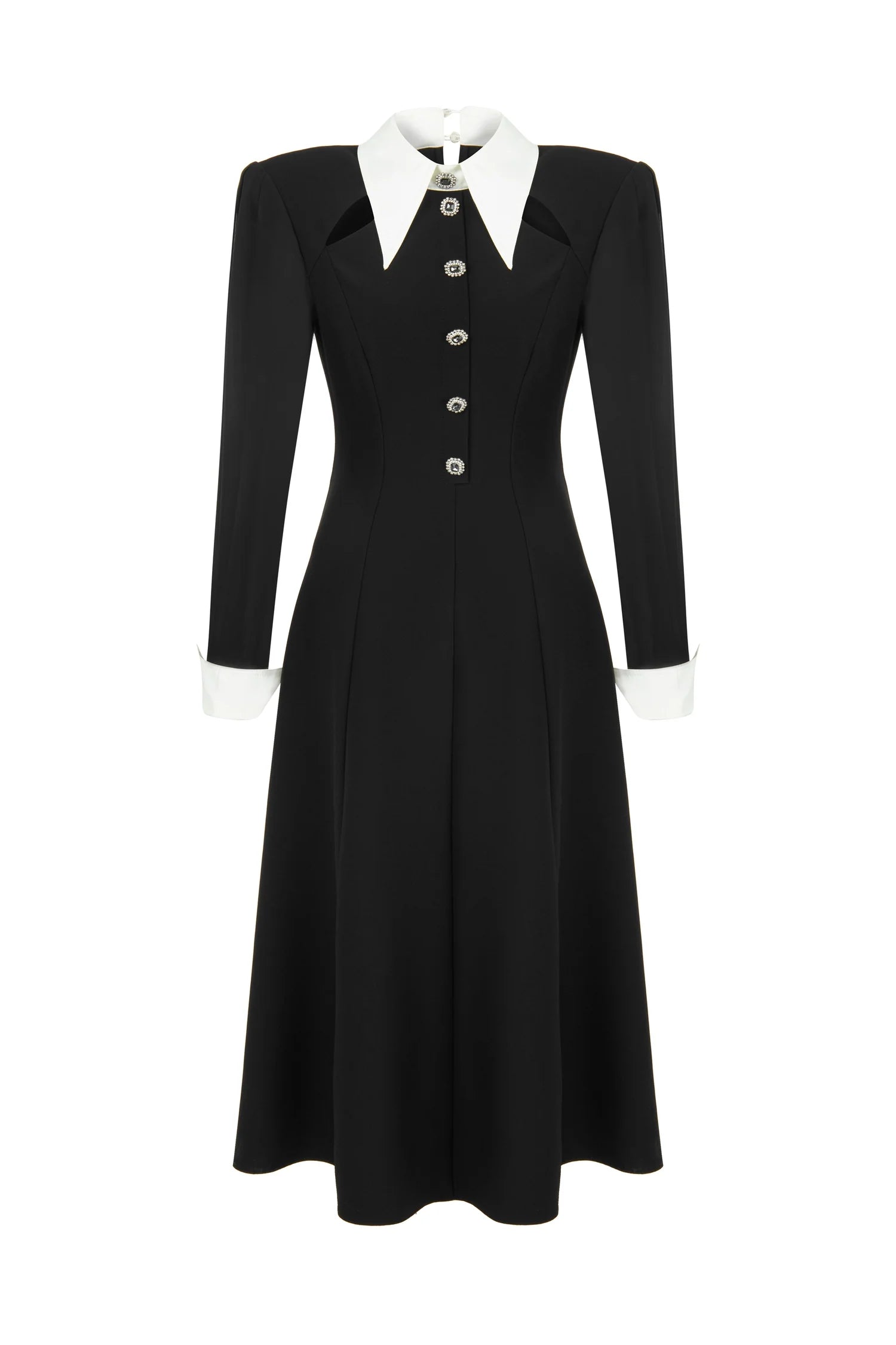 Suknelė su kontrastine apykakle