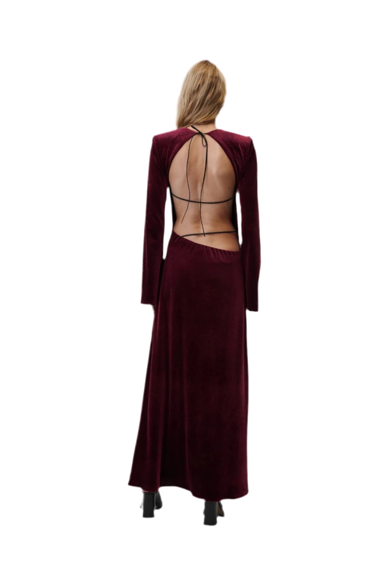 BURGUNDY SUKNELĖ ATVIRA NUGARA