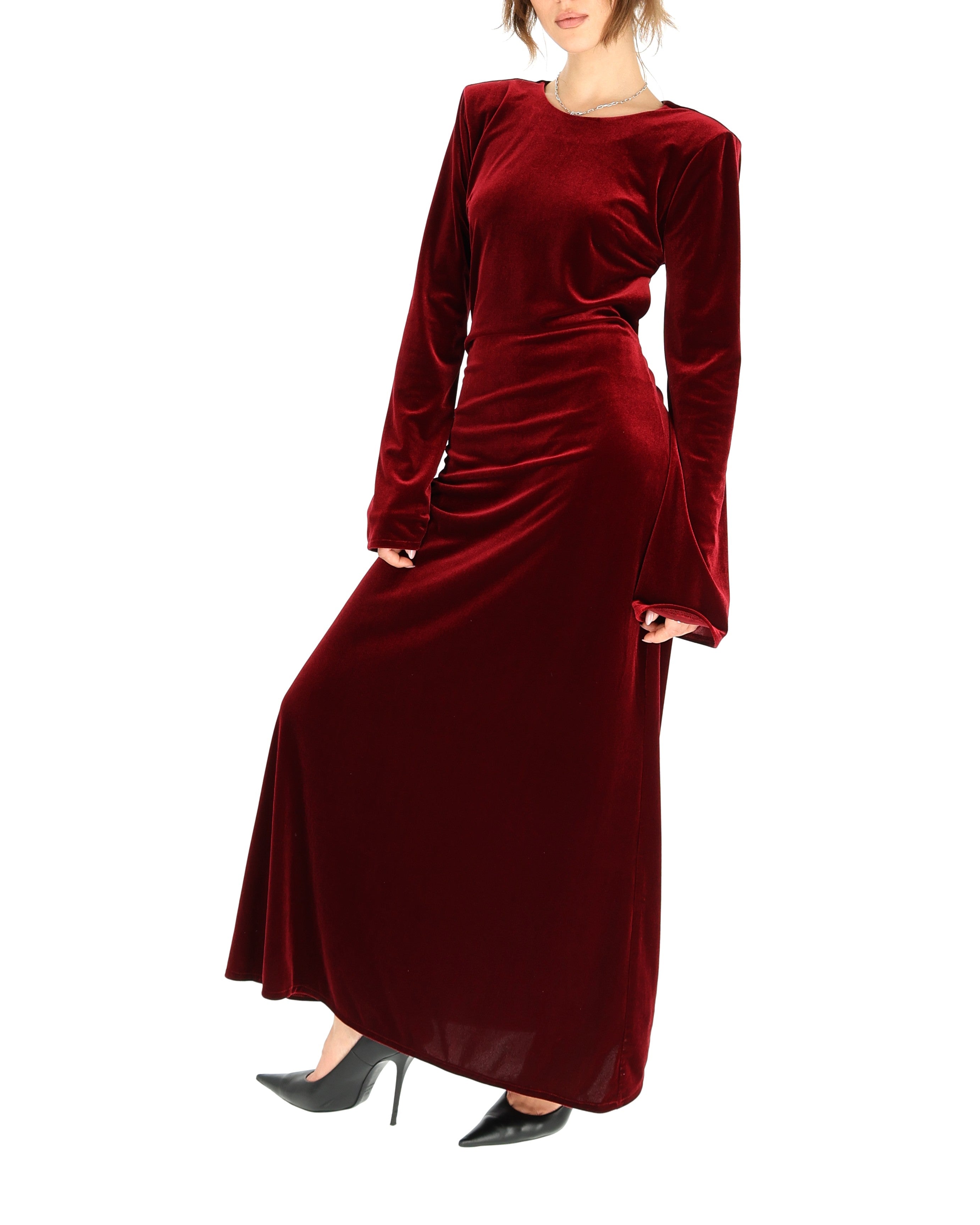 BURGUNDY SUKNELĖ ATVIRA NUGARA