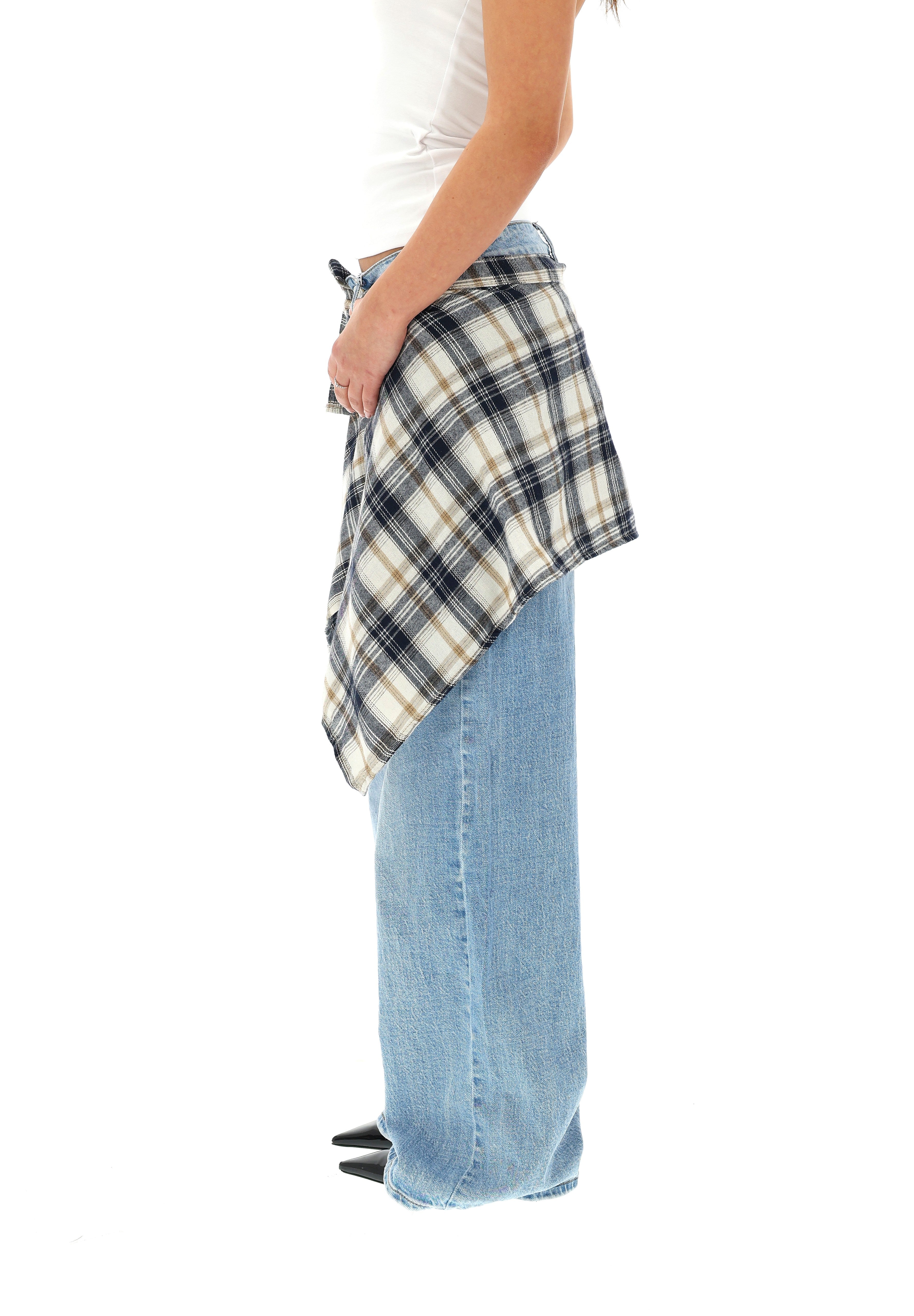 TIESŪS ŠVESŪS DŽINSAIS SU LANGUOTO SIJONO DETALE