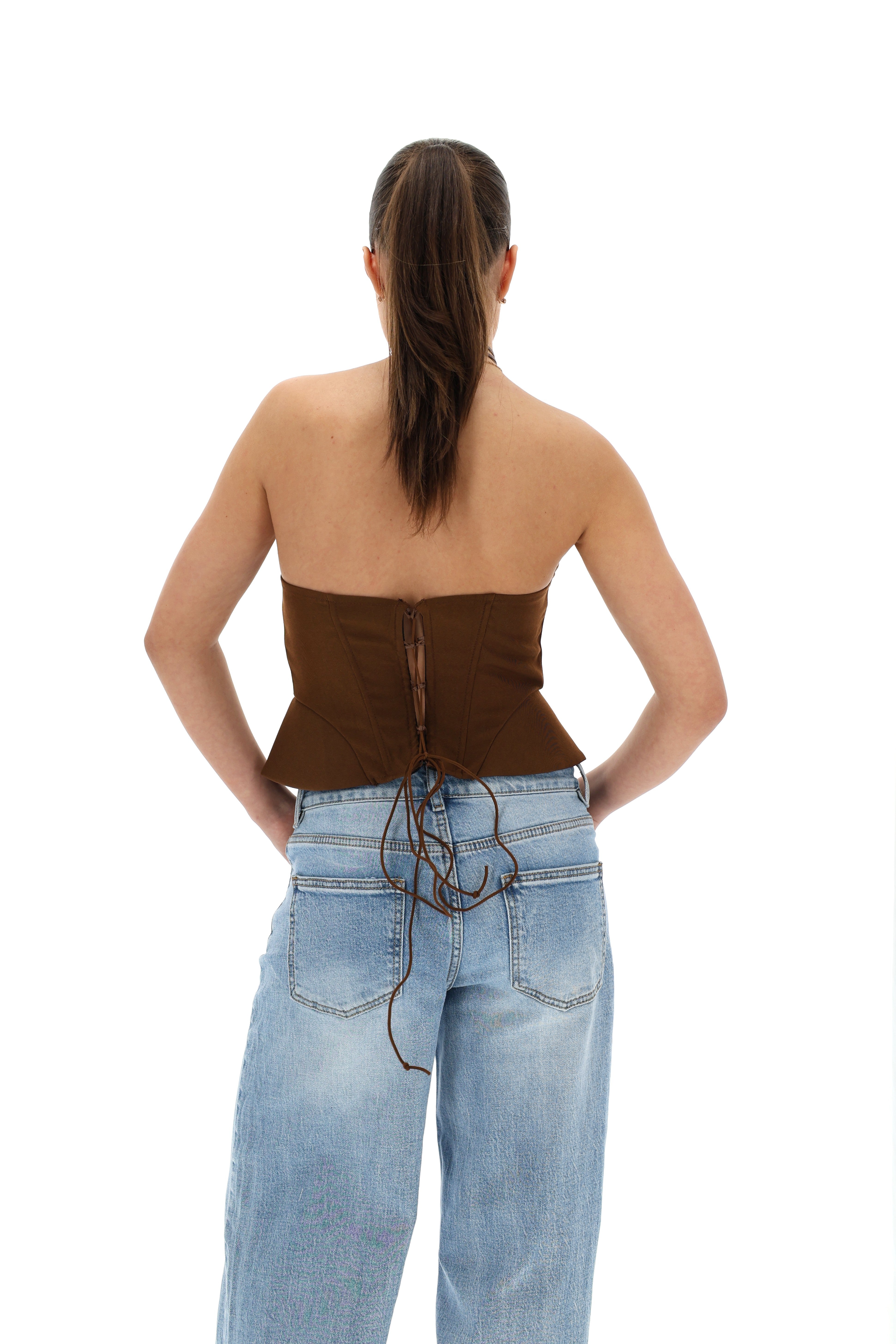 KORSETO PALAIDINĖ CHOCO SU KAKLO DETALE