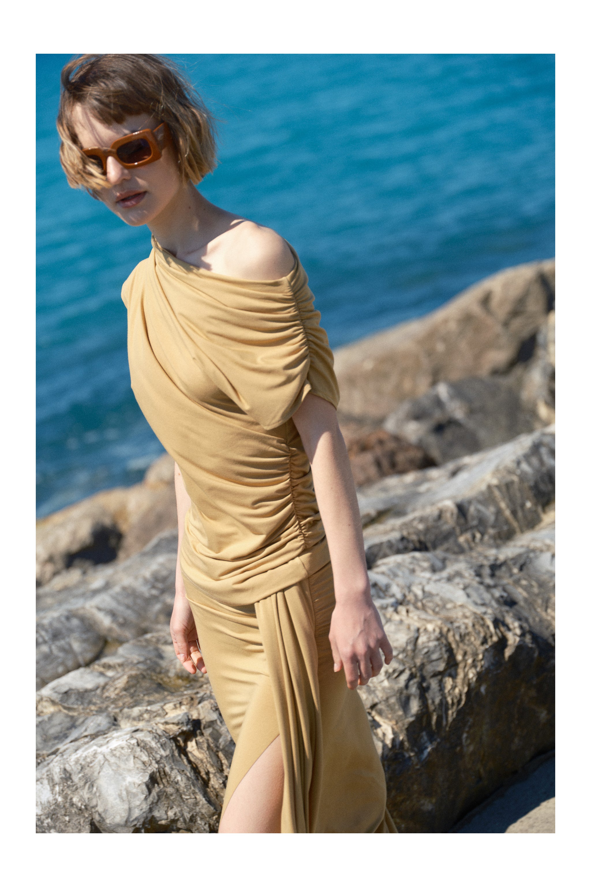 PALAIDINĖ SOLENNE COUTURE MUSTARD