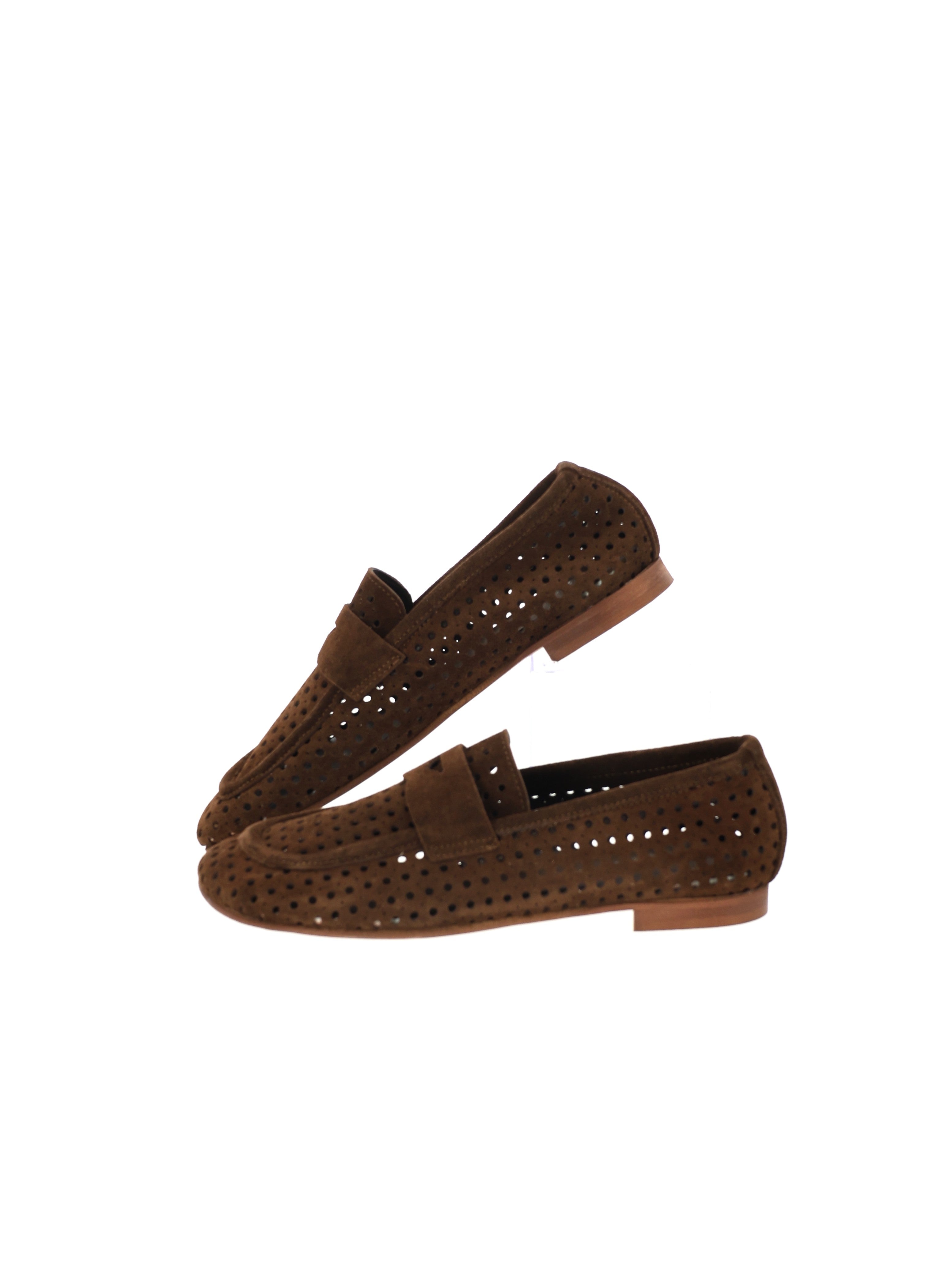 NATŪRALIOS ODOS LOAFERIŲ STILIAUS KIAURI BATAI CHOCO