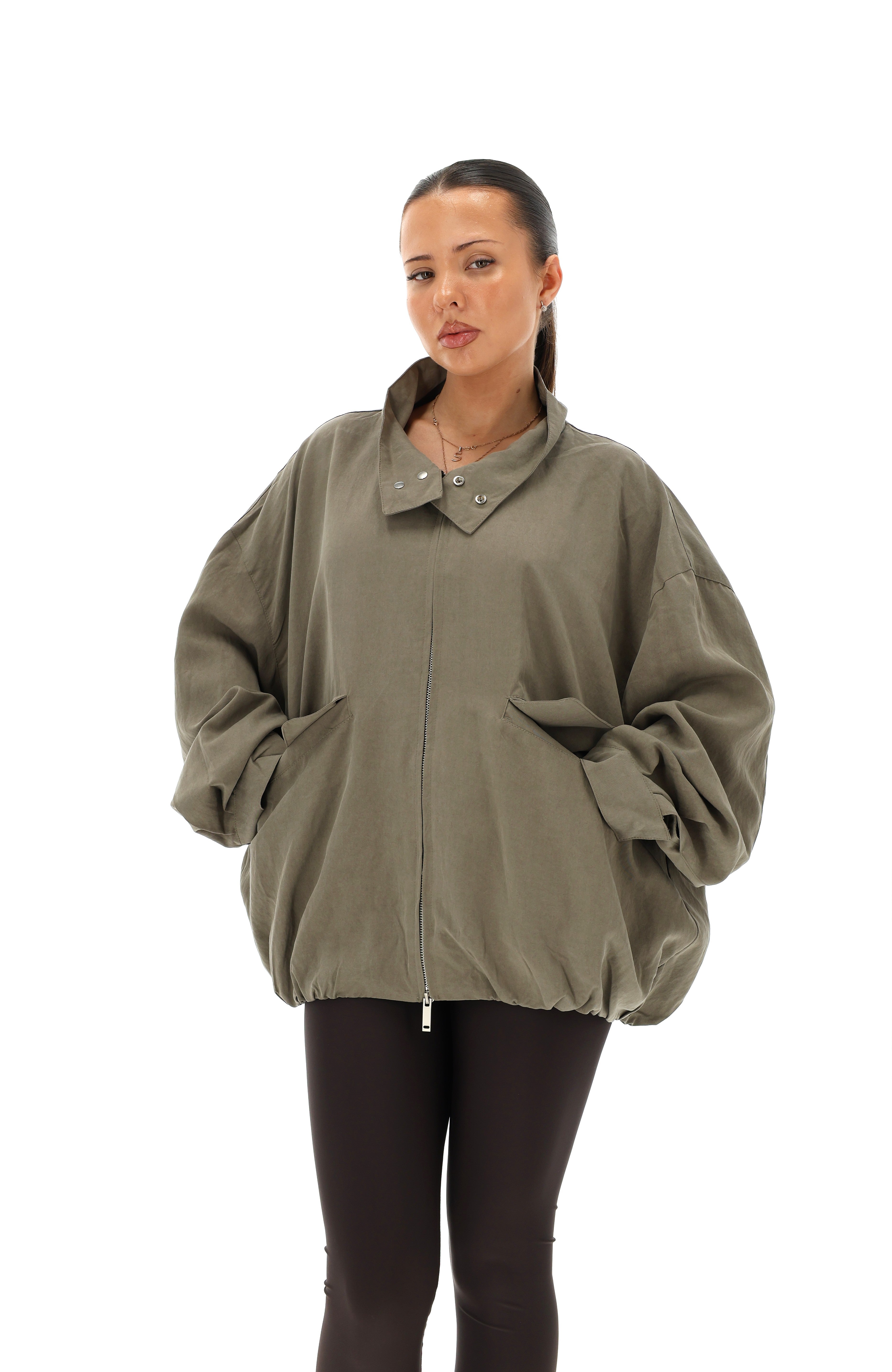 CHAKI OVERSIZE BOMBER ŠVARKELIS