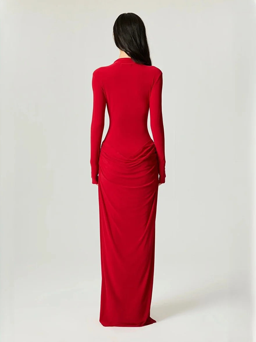 MAXI RAUDONA SUKNELĖ CHIC